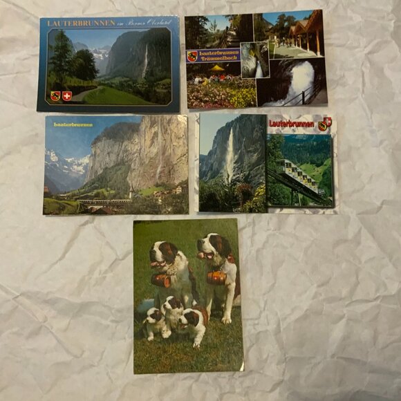 COLOUR POSTCARDS - LOT OF 5 -  LAUTERBRUNNEN, SWITZERLAND - Picture 1 of 2